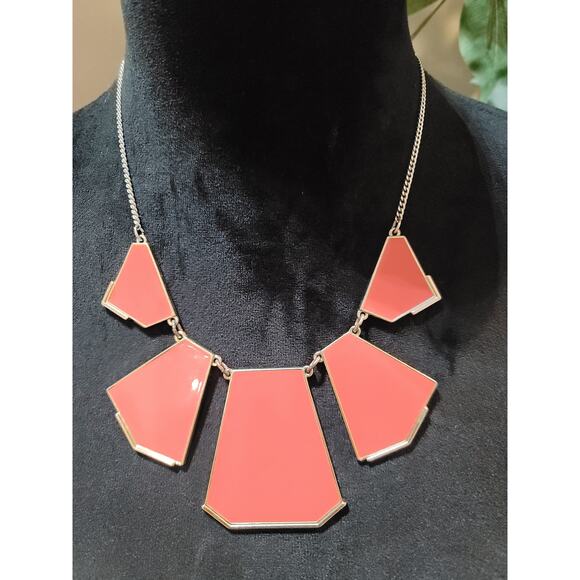 Women's Coral Geometric Statement Necklace with Lobster Clasp by Mark Avon - Picture 1 of 7